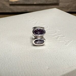 Pandora great shape oval lights purple crystal cz s925 sterling silver charm